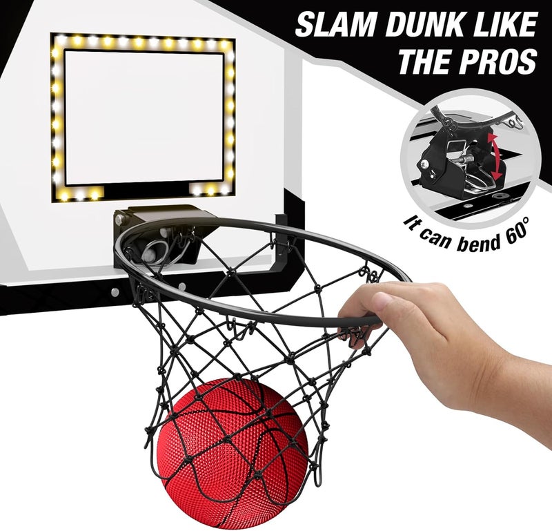 HYES 2 Player Basketball Game, Dual Shot Over The Door Mini Basketball Hoop Indoor with Scoreboard & LED, Basketball Toy Gifts for Kids Boys Girls Adults, Suit for Bedroom/Office/Outdoor/Pool, Black - Image 4